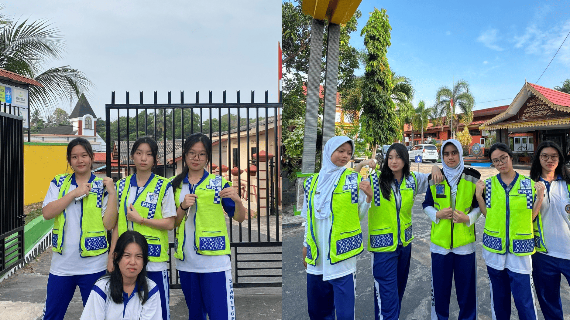 Disiplin dan Tangguh: Anggota PKS SMAN 1 Tanjungpinang Bersiaga Jaga Keamanan Gerbang Sekolah